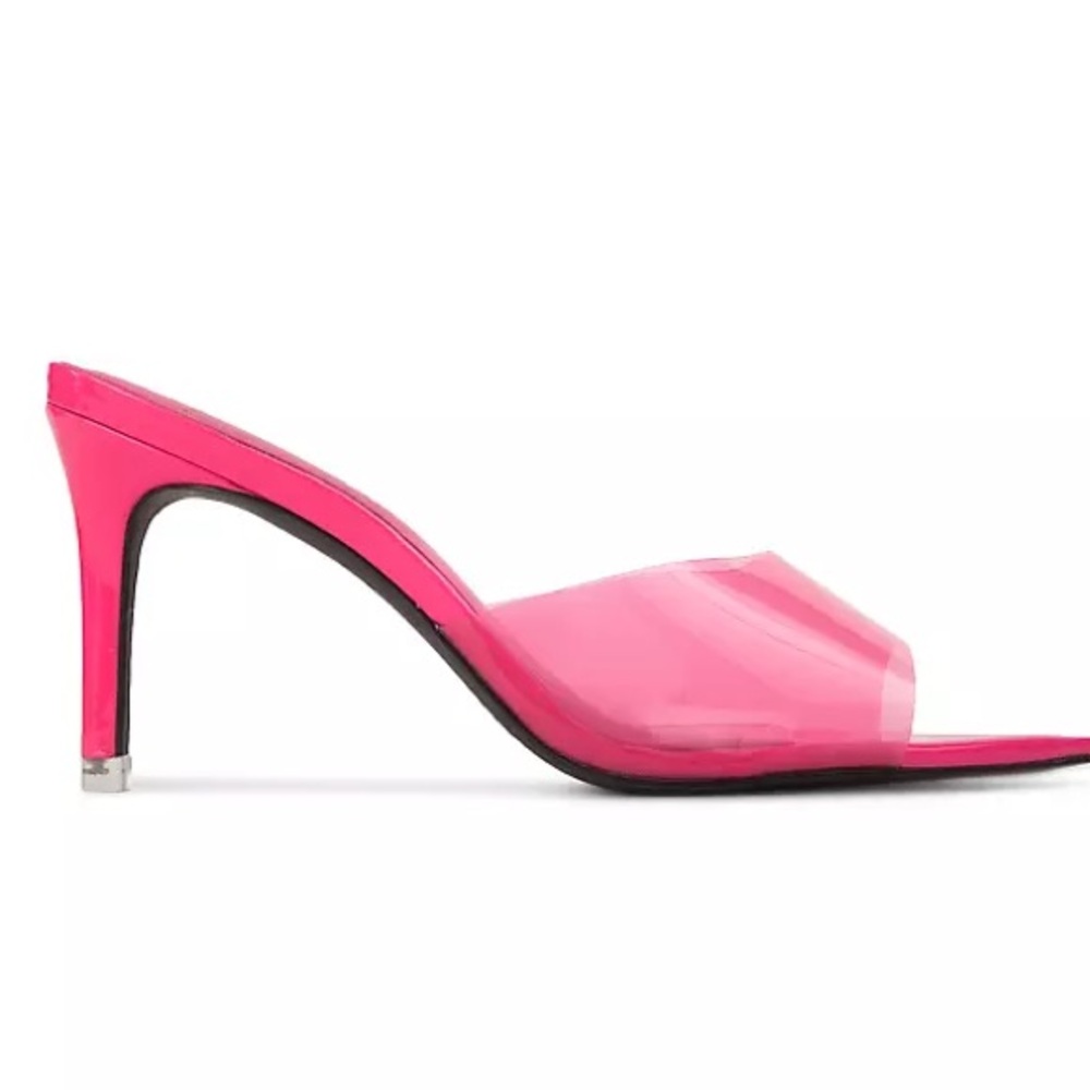 Black Suede Studio Belle Pink transparent heels 💖